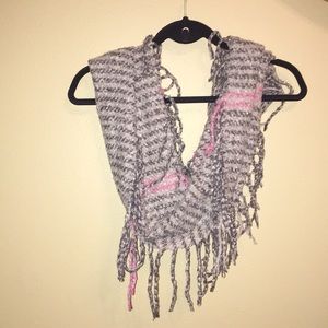 Grey/White/Pink Striped Infinity Scarf
